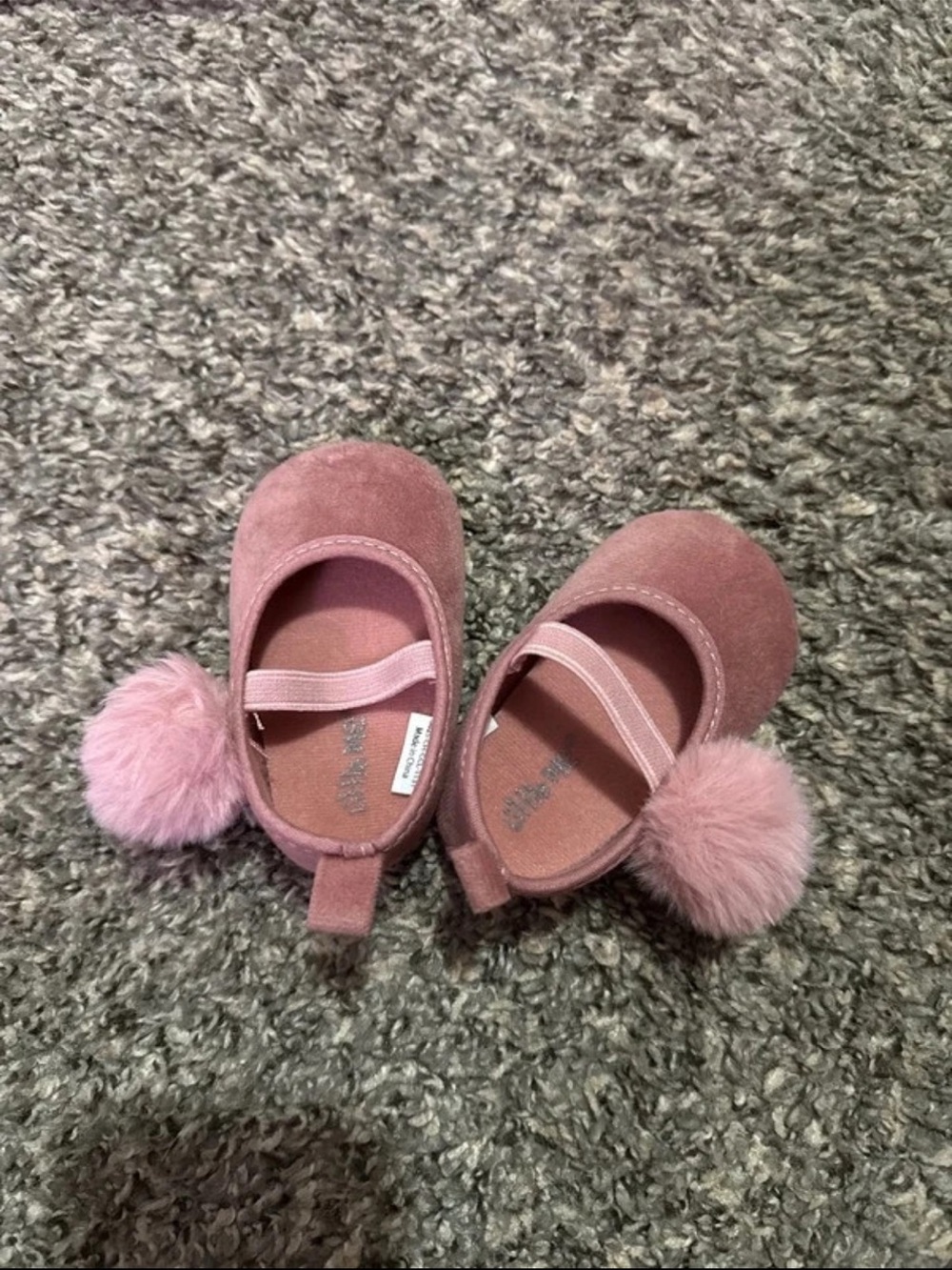 Little Me Blush Pink Pom Pom Mary Jane Baby Shoes